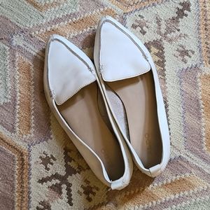 White leather flats